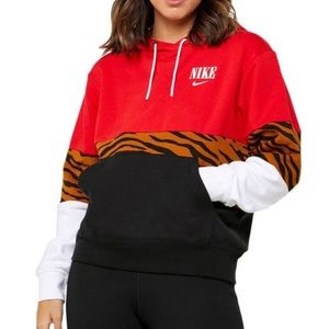 Nike Felpa Pullover Hoodie Tiger Print Tri-color